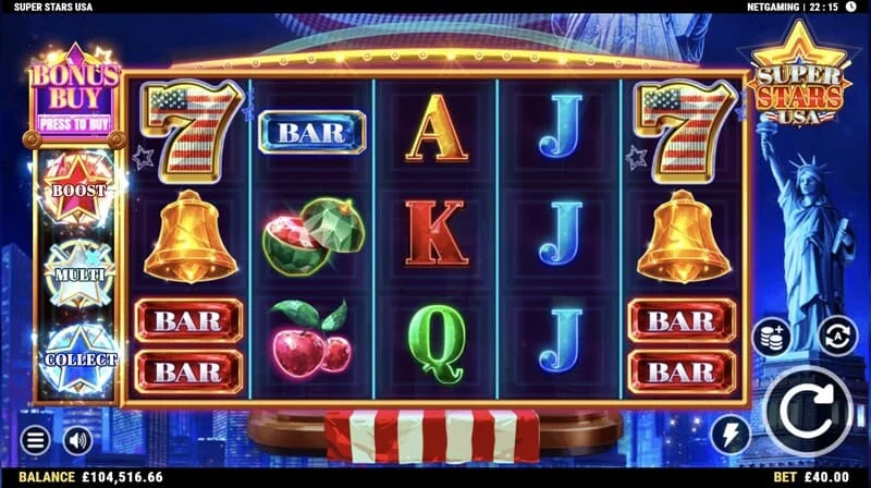Super Stars USA - hlavní obrazovka s válci